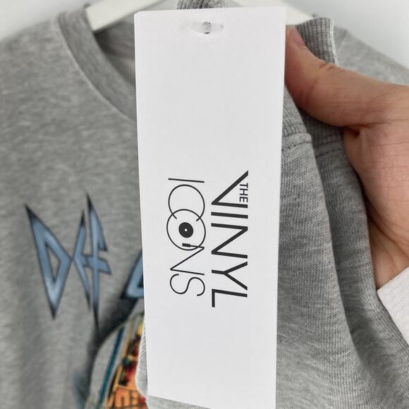 The Vinyl Icons Womens Gray Def Leopard Pyromania Crew Neck Sweatshirt S New - Picture 4 of 12